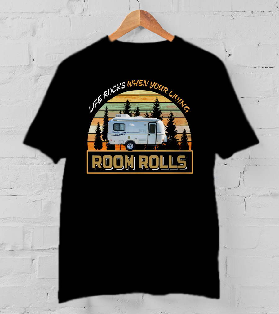 Life Rocks When Your Living Room Rolls Casita 17ft Caravan Forest Vintage Retro Camper T-Shirt