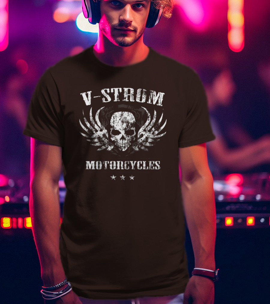 V-Strom Motorcycles Skull Wings Stars T-Shirt