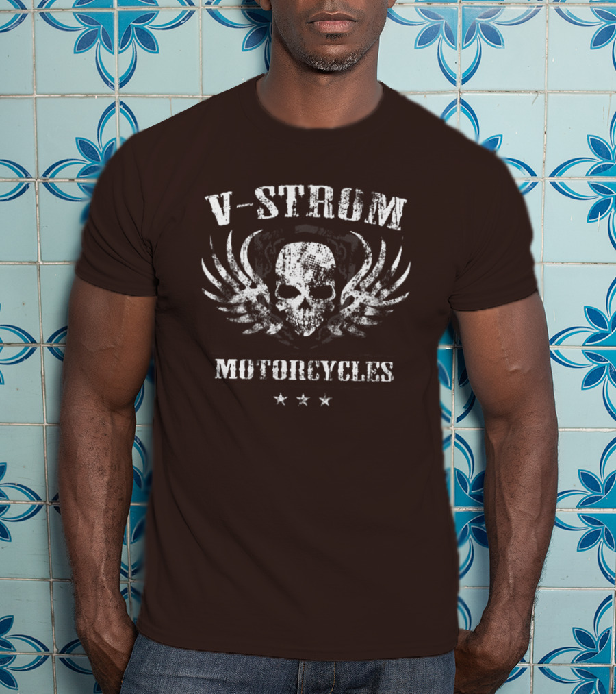 V-Strom Motorcycles Skull Wings Stars T-Shirt