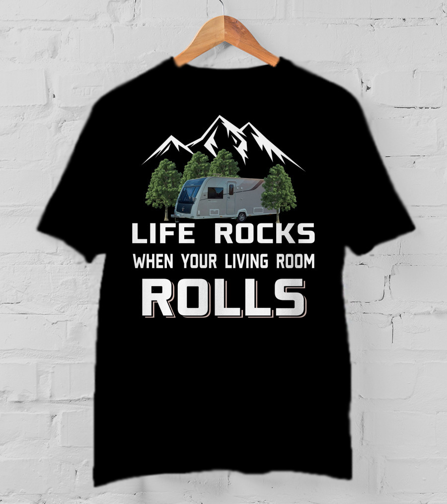 LIFE ROCKS WHEN YOUR LIVING ROOM ROLLS Elddis Crusader T-Shirt