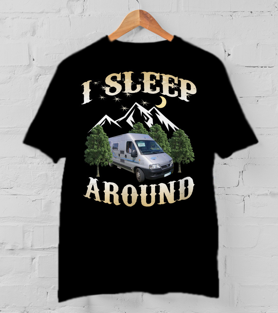 I SLEEP AROUND Adria Twin Campervan Mountain Adventure Camping T-Shirt