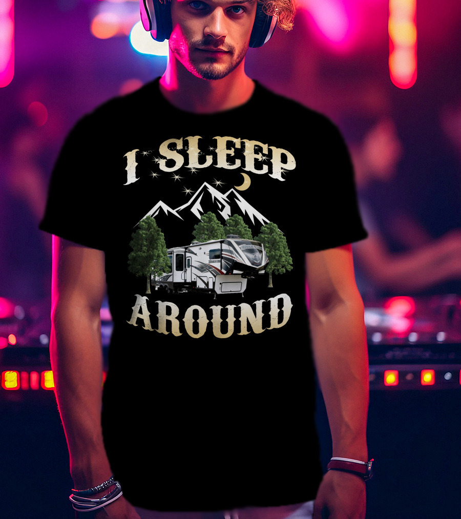 I Sleep Around Grand Design Momentum 397th Camper Mountain Trees Moon T-Shirt