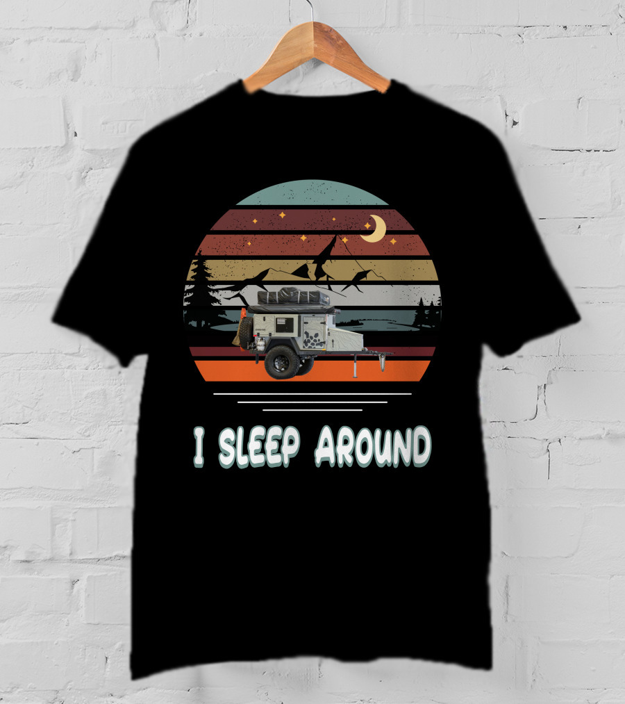 Turtleback Trailer I Sleep Around Retro Camping Scene T-Shirt