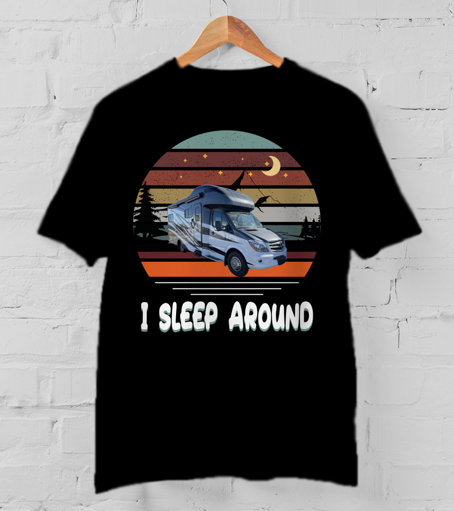 I Sleep Around Tiffin Wayfarer Retro RV Camping Moon Stars T-Shirt
