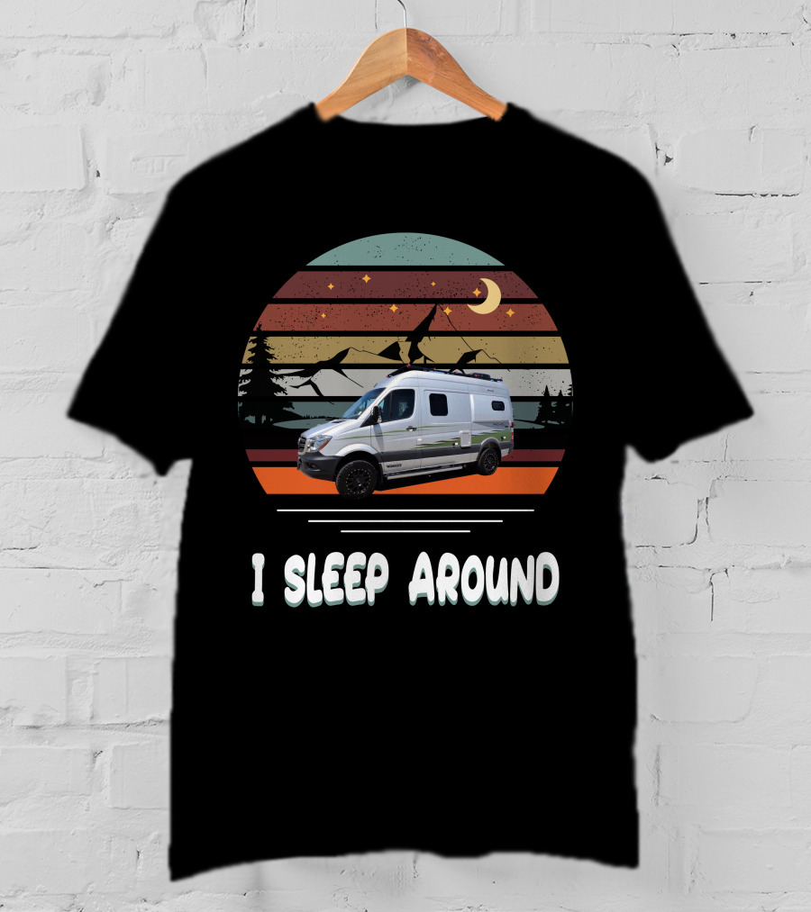 Winnebago Revel 4X4 I Sleep Around Retro Van Life Camping Adventure T-Shirt