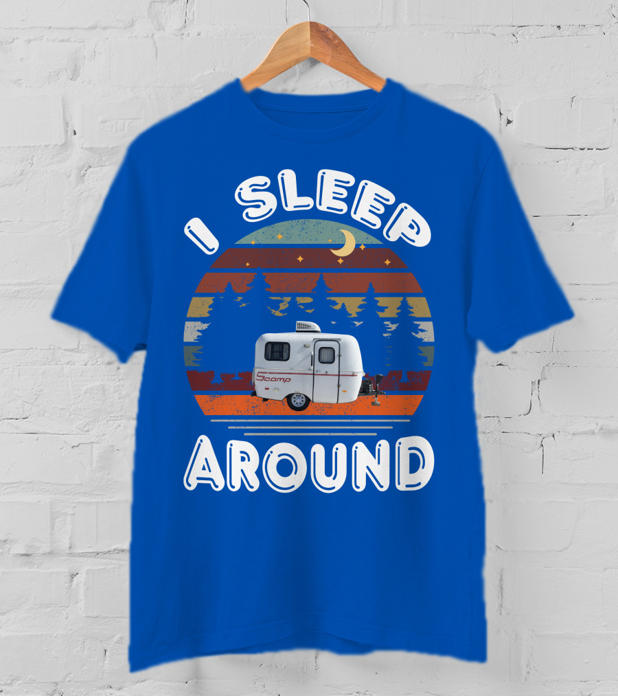 I Sleep Around Scamp Travel Trailers Night Trees Moon Stars T-Shirt