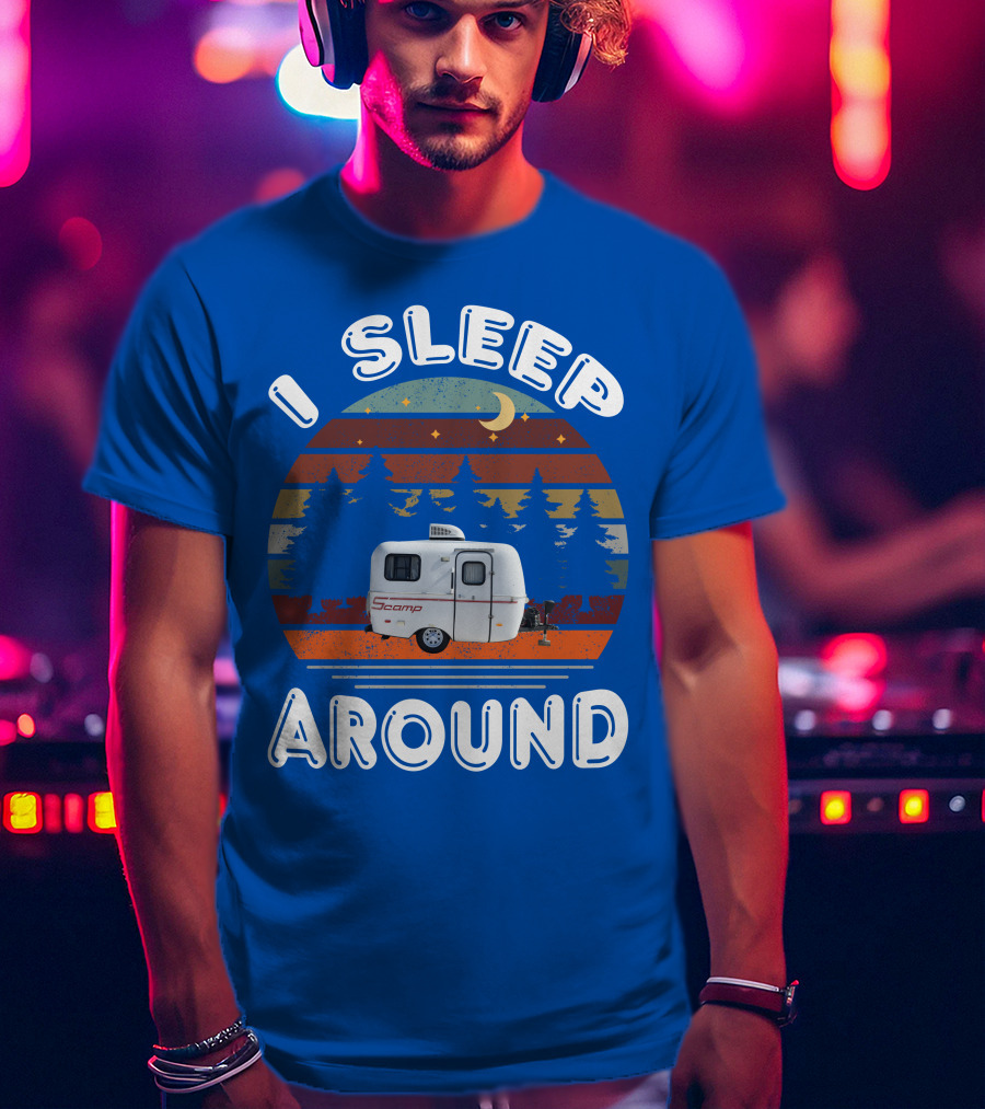 I Sleep Around Scamp Travel Trailers Night Trees Moon Stars T-Shirt