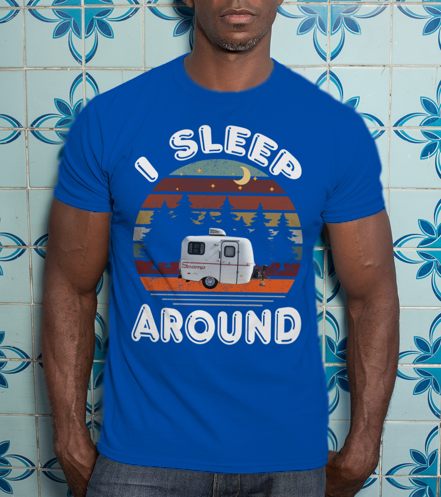 I Sleep Around Scamp Travel Trailers Night Trees Moon Stars T-Shirt