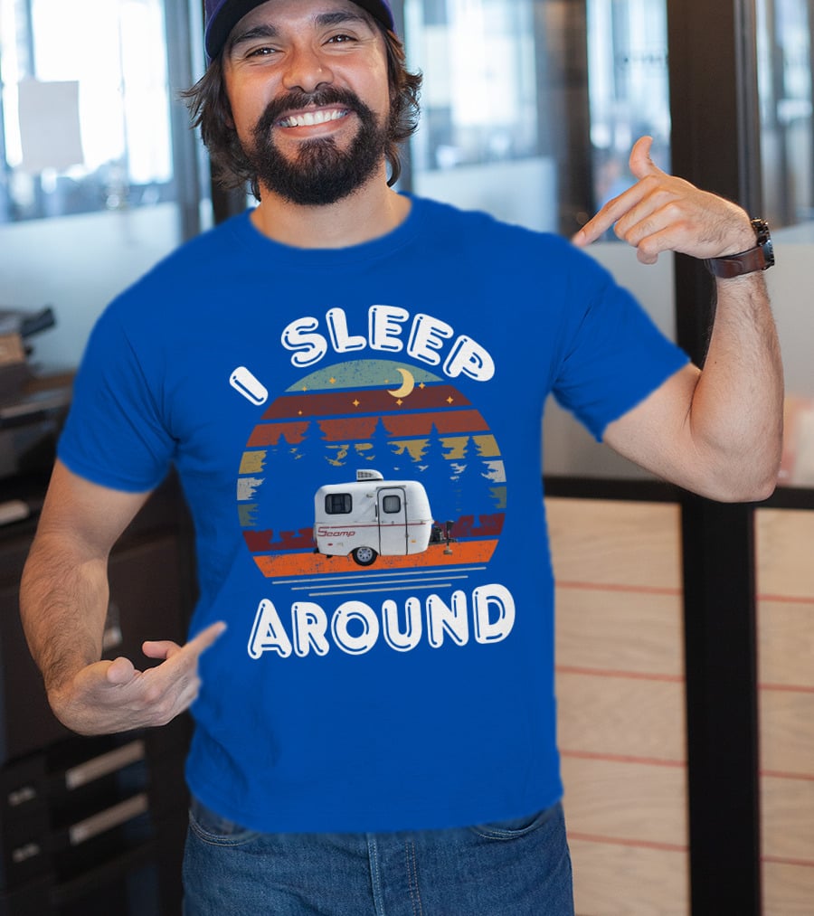 I Sleep Around Scamp Travel Trailers Night Trees Moon Stars T-Shirt