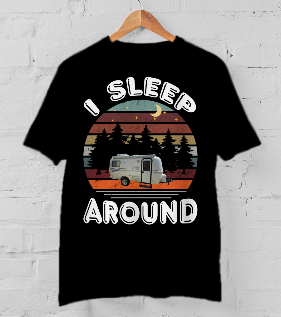 I Sleep Around Casita 1 Camper Vintage Sunset Pines T-Shirt