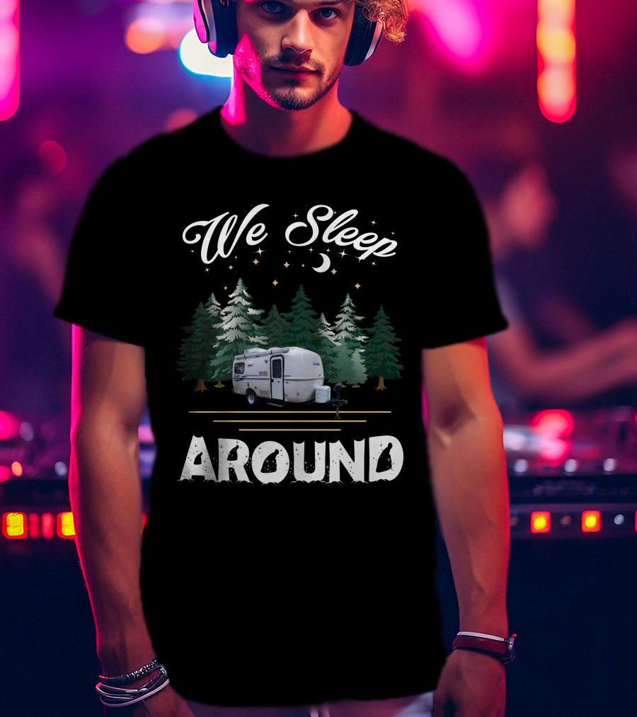 We Sleep Around Casita Camper Moon Stars Forest T-Shirt