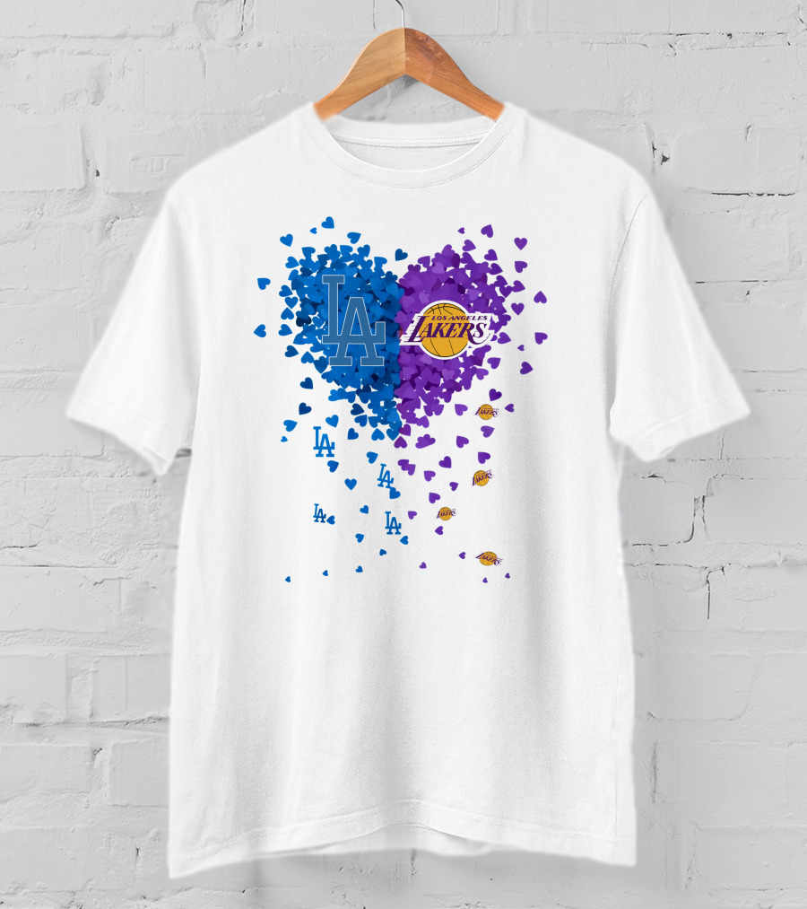 Los Angeles Lakers And LA Dodgers Heart T-Shirt