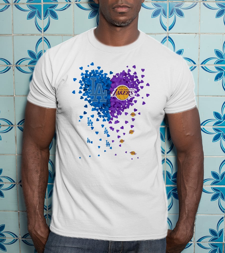 Los Angeles Lakers And LA Dodgers Heart T-Shirt
