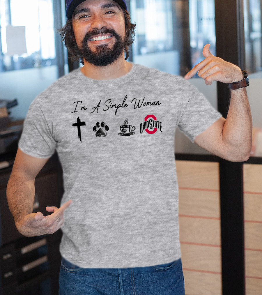 I'm A Simple Woman Cross Paw Coffee Ohio State T-Shirt