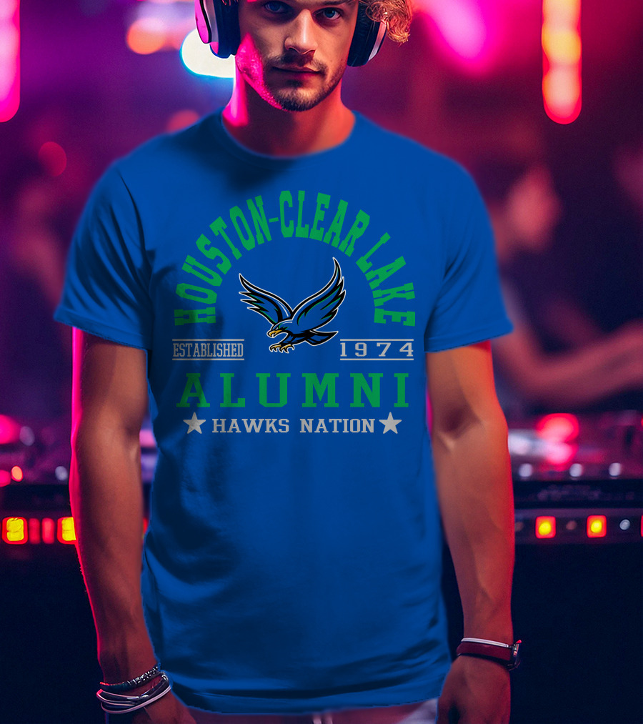 Houston-Clear Lake Alumni Established 1974 Hawks Nation T-Shirt