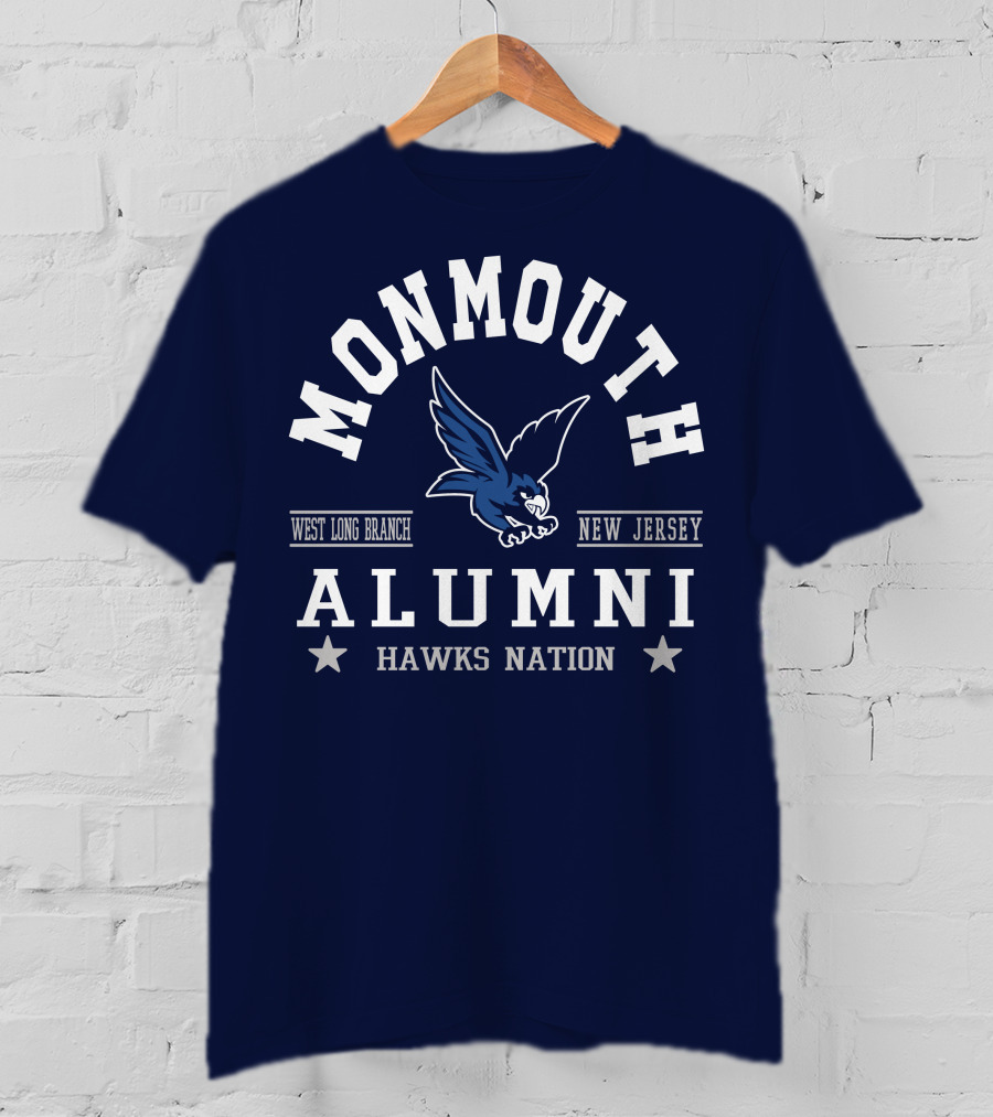 Monmouth College Alumni Hawks Nation West Long Branch New Jersey T-Shirt