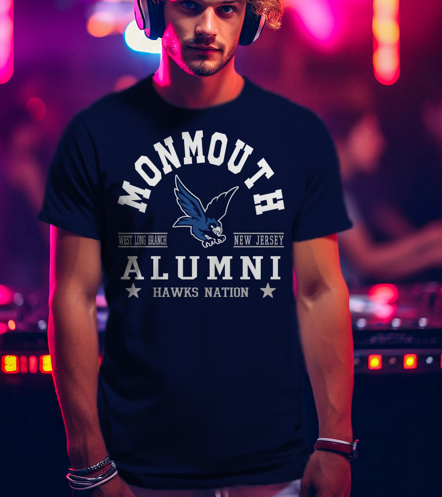 Monmouth College Alumni Hawks Nation West Long Branch New Jersey T-Shirt