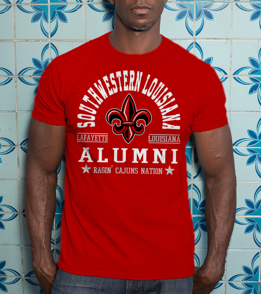 Southwestern Louisiana Alumni Ragin' Cajuns Nation Fleur-de-Lis Lafayette T-Shirt