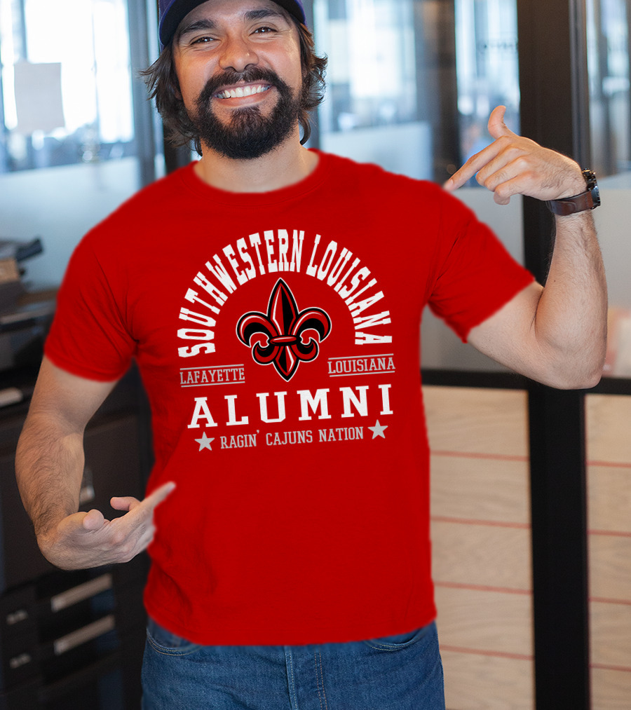 Southwestern Louisiana Alumni Ragin' Cajuns Nation Fleur-de-Lis Lafayette T-Shirt