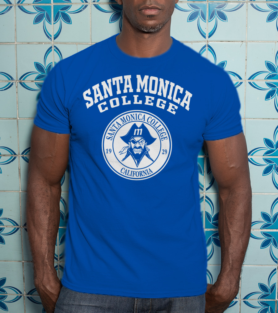 Santa Monica College California 1929 Pirate Logo Blue Background T-Shirt