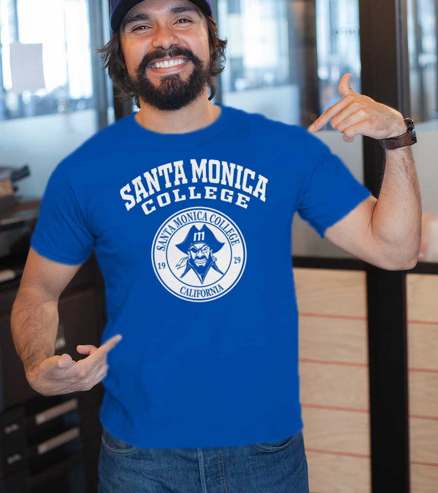 Santa Monica College California 1929 Pirate Logo Blue Background T-Shirt