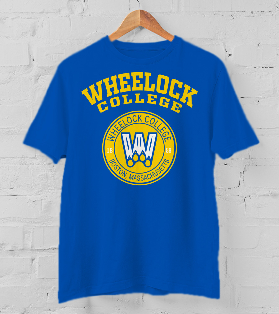 Wheelock College Boston Massachusetts 1888 Logo Blue Yellow T-Shirt