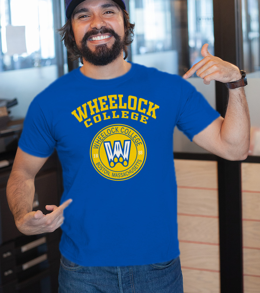 Wheelock College Boston Massachusetts 1888 Logo Blue Yellow T-Shirt