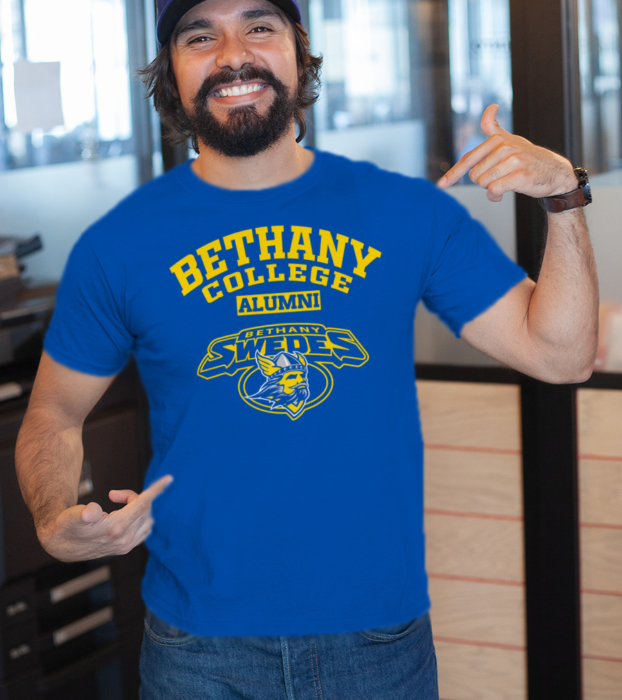 Bethany College Alumni Bethany Swedes Logo Viking Helmet T-Shirt