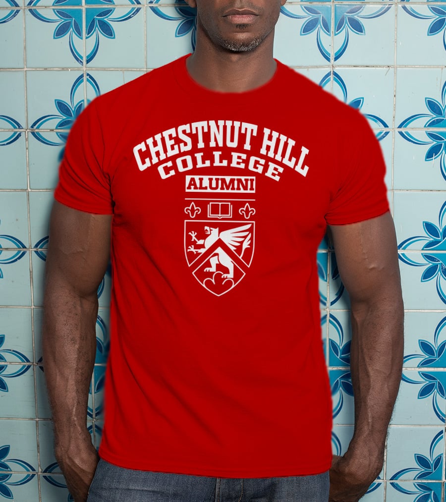 CHC Alumni Chestnut Hill College Crest Griffin Book Fleur-de-lis T-Shirt