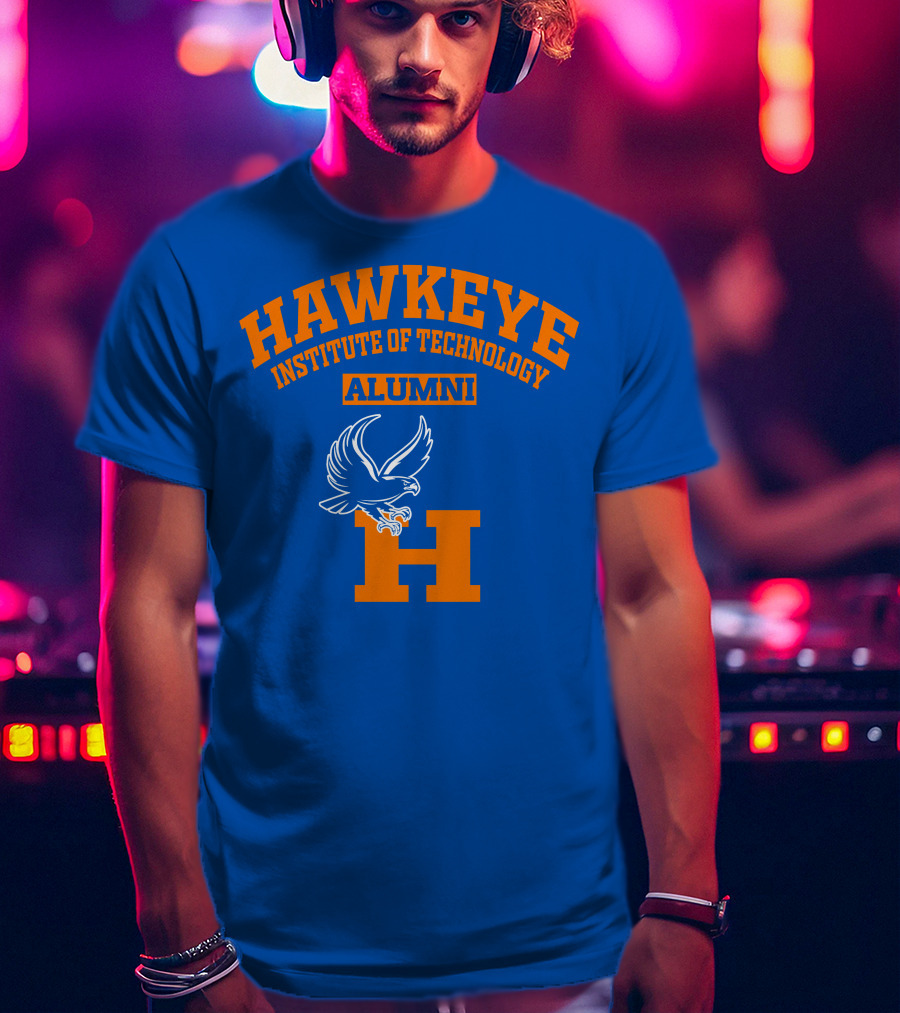 Hawkeye Institute Of Technology Alumni H Blue Orange Eagle T-Shirt