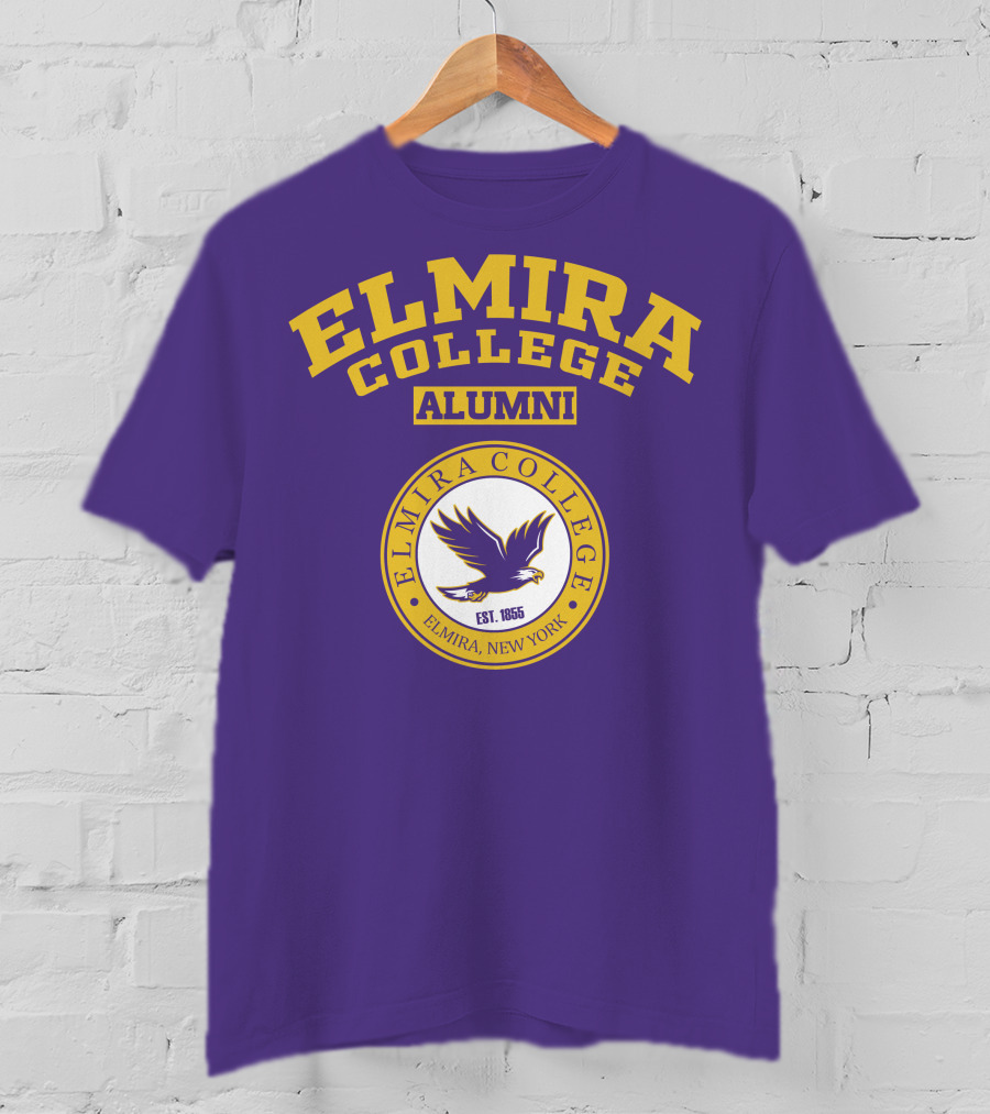 Elmira College Alumni Est. 1855 Purple And Gold Logo With Eagle Emblem T-Shirt