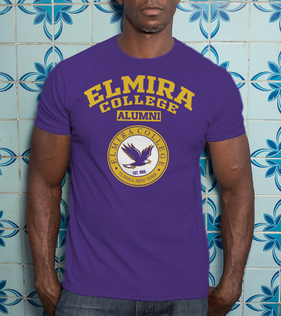 Elmira College Alumni Est. 1855 Purple And Gold Logo With Eagle Emblem T-Shirt