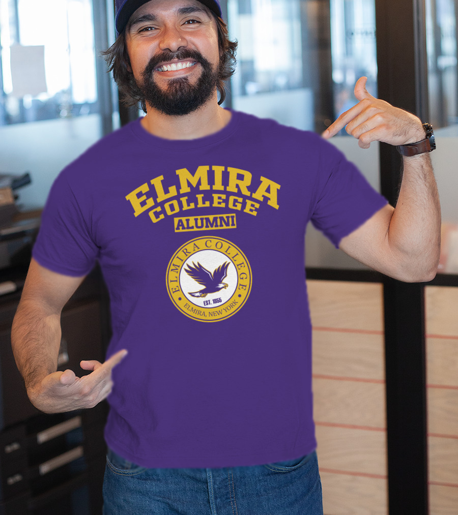 Elmira College Alumni Est. 1855 Purple And Gold Logo With Eagle Emblem T-Shirt