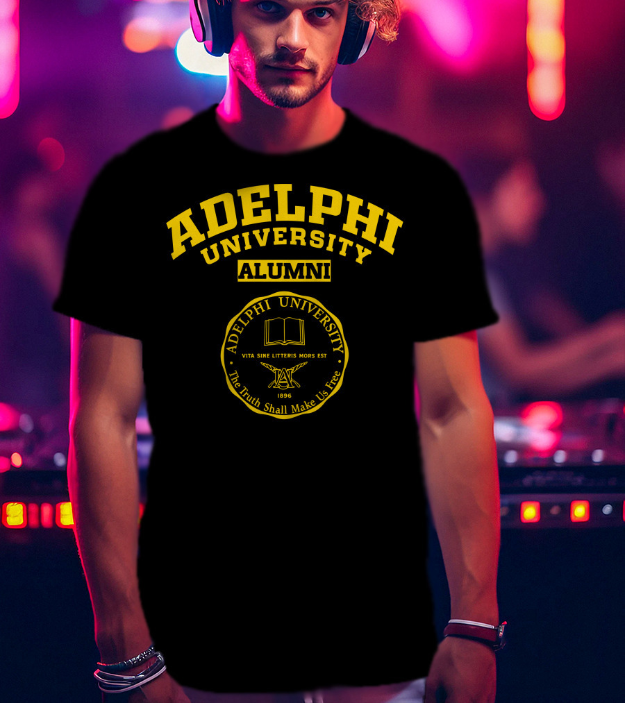 Adelphi University Alumni Seal Vita Sine Litteris Mors Est 1896 The Truth Shall Make Us Free T-Shirt