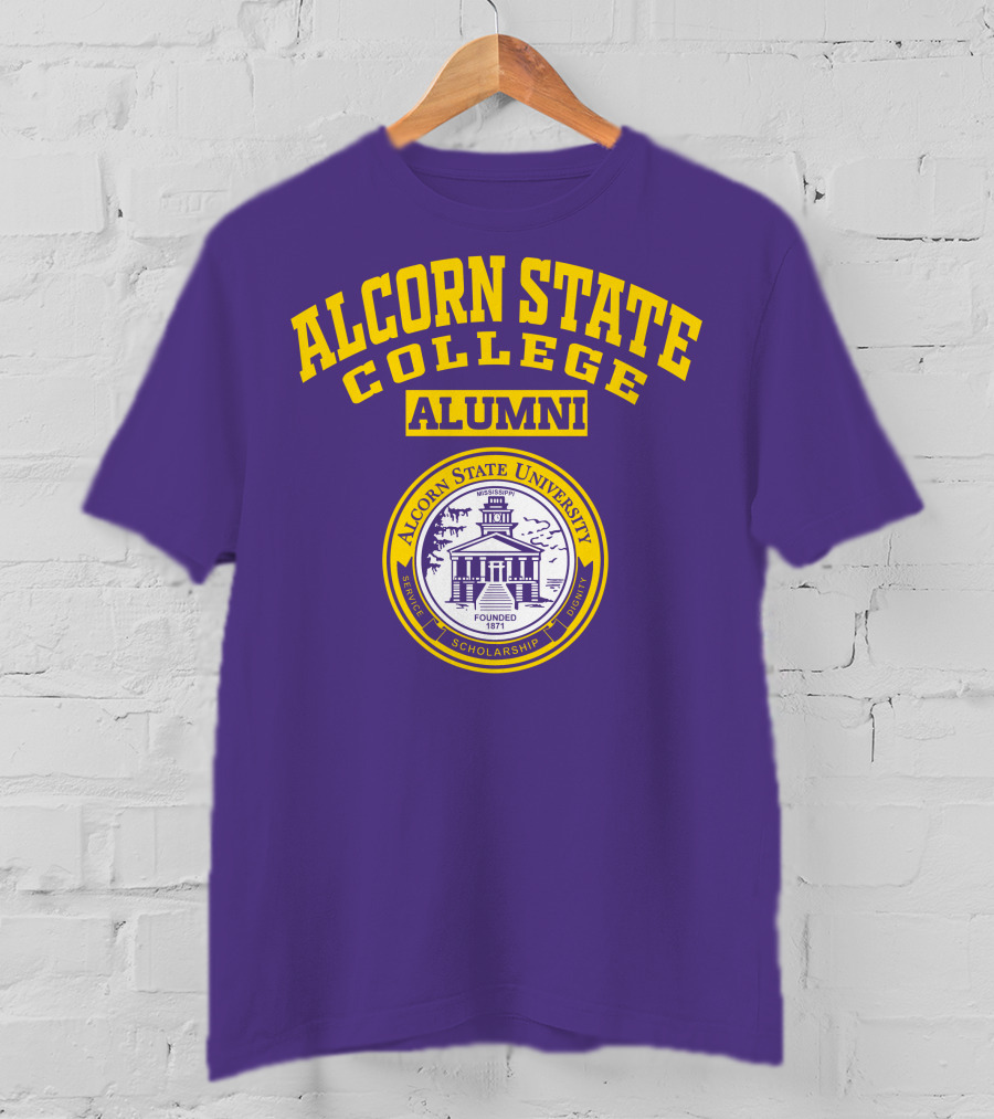 Alcorn State College Alumni Alcorn State University Badge Established 1871 Service Scholarship Dignity T-Shirt