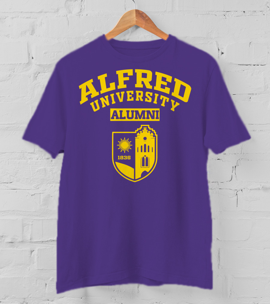 Alfred University Alumni 1836 Purple And Yellow Crest T-Shirt