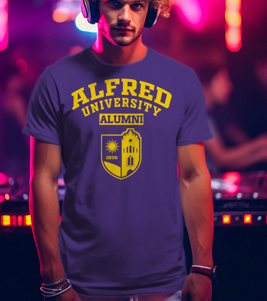 Alfred University Alumni 1836 Purple And Yellow Crest T-Shirt