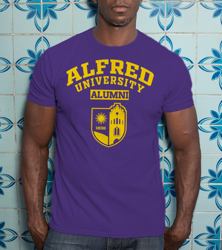 Alfred University Alumni 1836 Purple And Yellow Crest T-Shirt