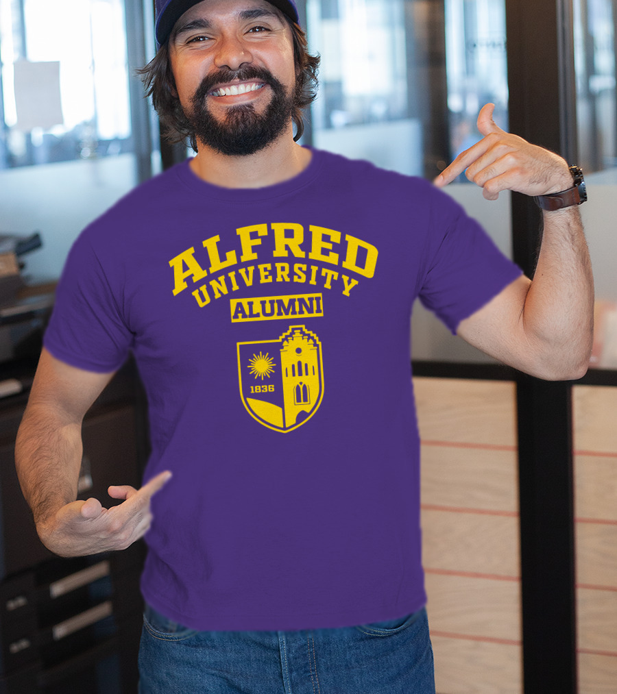 Alfred University Alumni 1836 Purple And Yellow Crest T-Shirt
