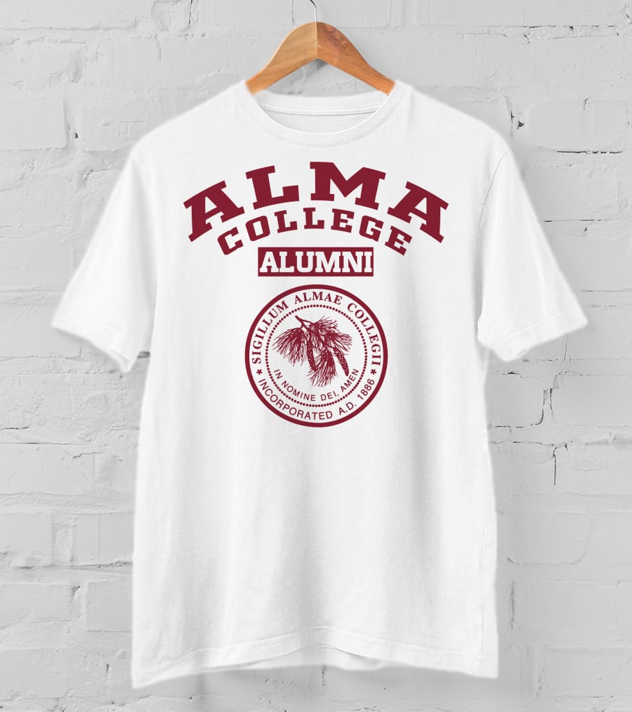 Alma College Alumni Seal Sigillum Almae Collegii Incorporated A.D. 1886 T-Shirt