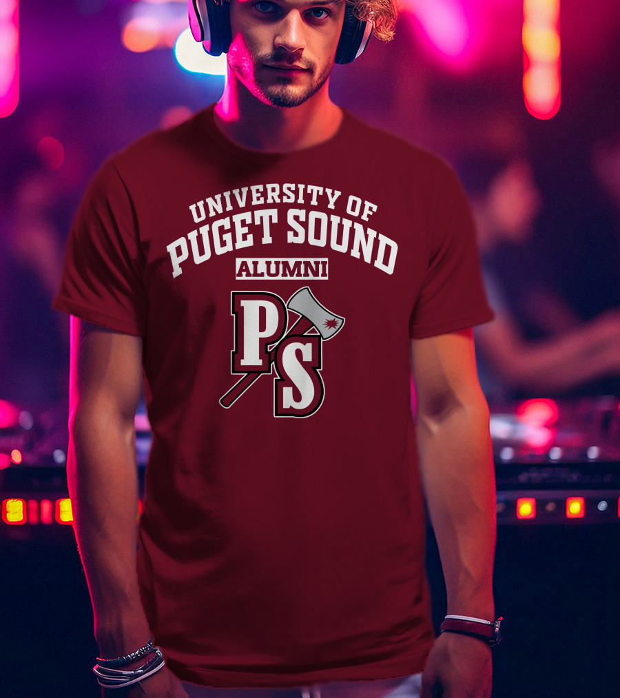 University Of Puget Sound Alumni PS Logo Axe T-Shirt