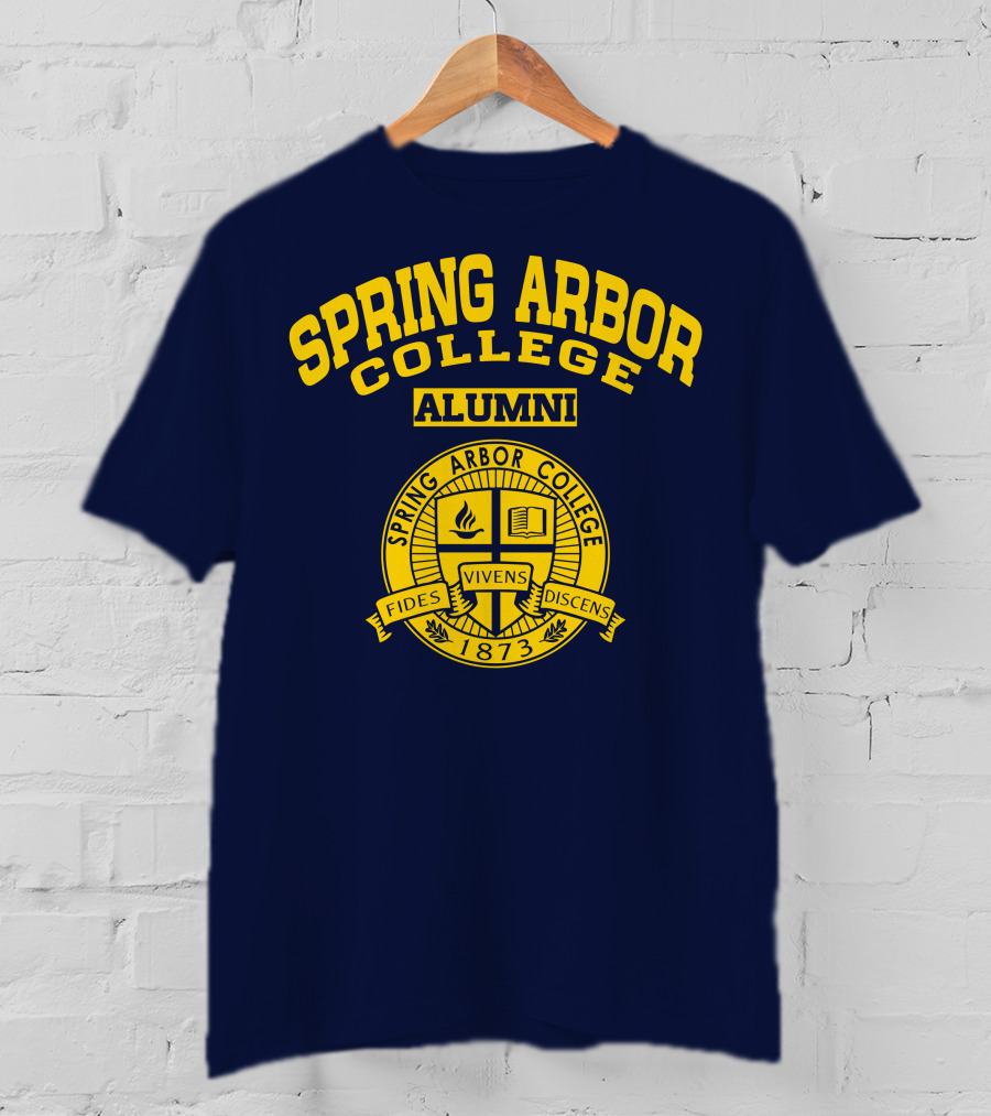 Spring Arbor College Alumni Fides Vivens Discens 1873 Seal T-Shirt