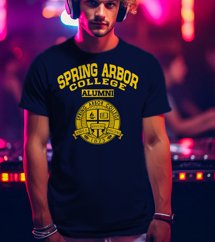 Spring Arbor College Alumni Fides Vivens Discens 1873 Seal T-Shirt