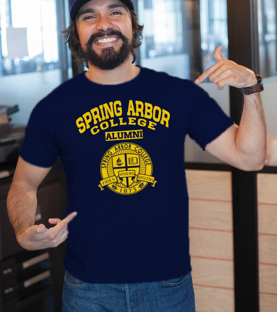 Spring Arbor College Alumni Fides Vivens Discens 1873 Seal T-Shirt