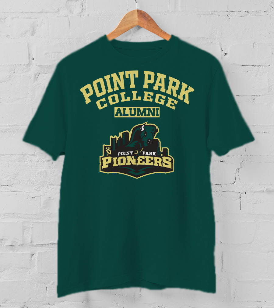 Point Park College Alumni Pioneers Logo Buffalo Skyline T-Shirt
