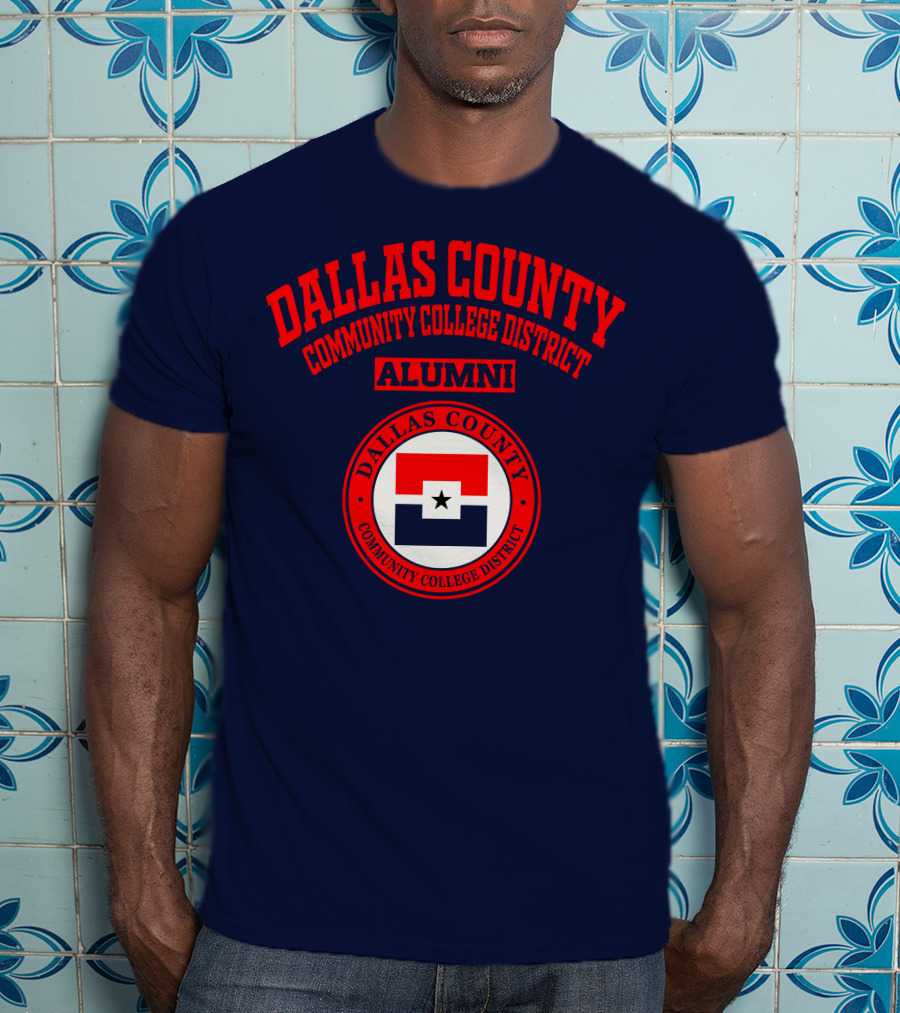 Dallas County Community College District Alumni Red And Navy Star Emblem T-Shirt
