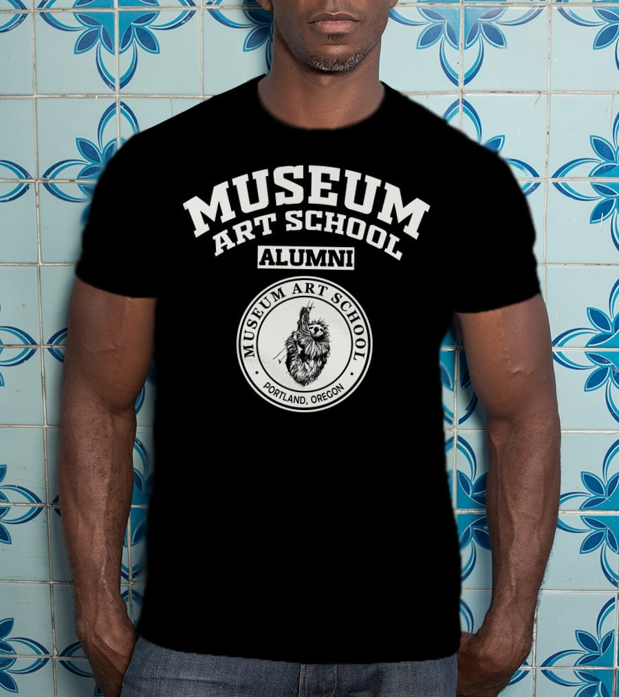 Museum Art School Alumni Portland Oregon Sloth Emblem T-Shirt
