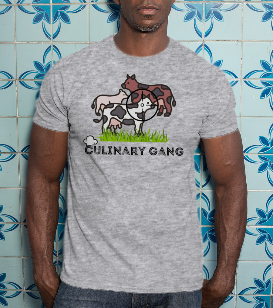 Culinary Gang Cow Trio Targeting Humor T-Shirt