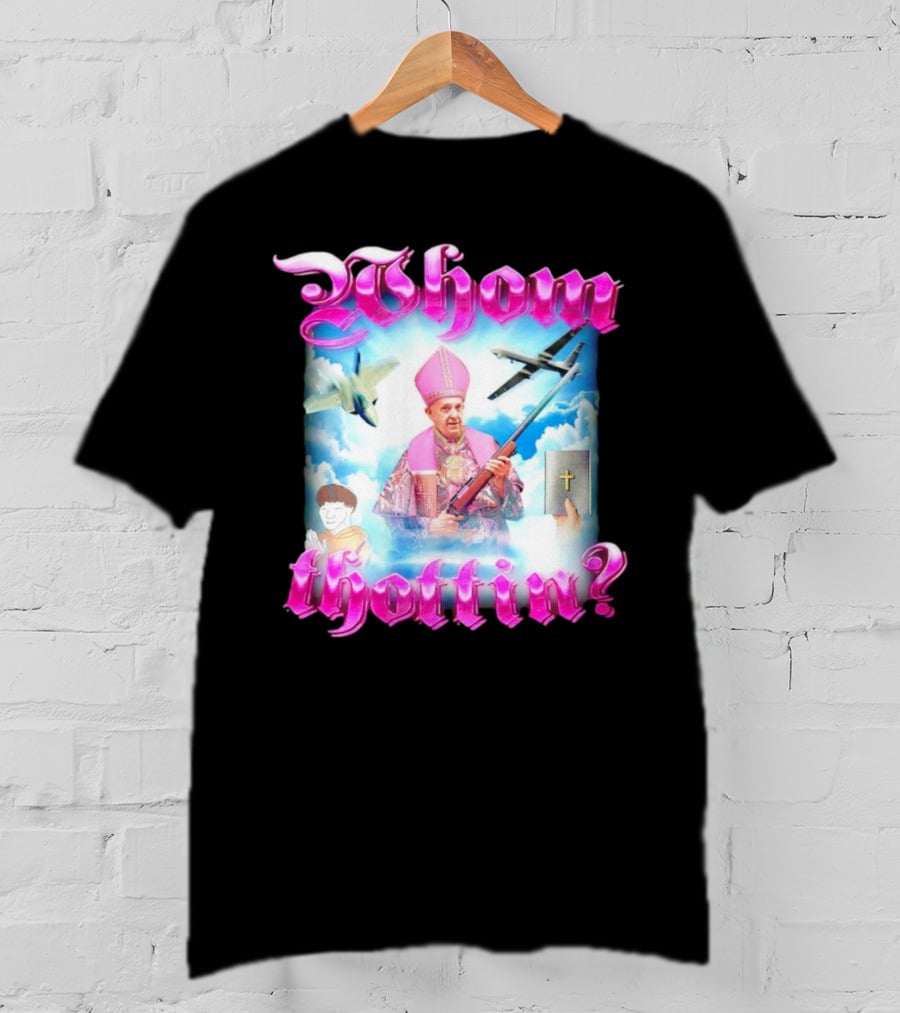 Whom Thottin Priest Holding Rifle With Airplanes And Clouds T-Shirt