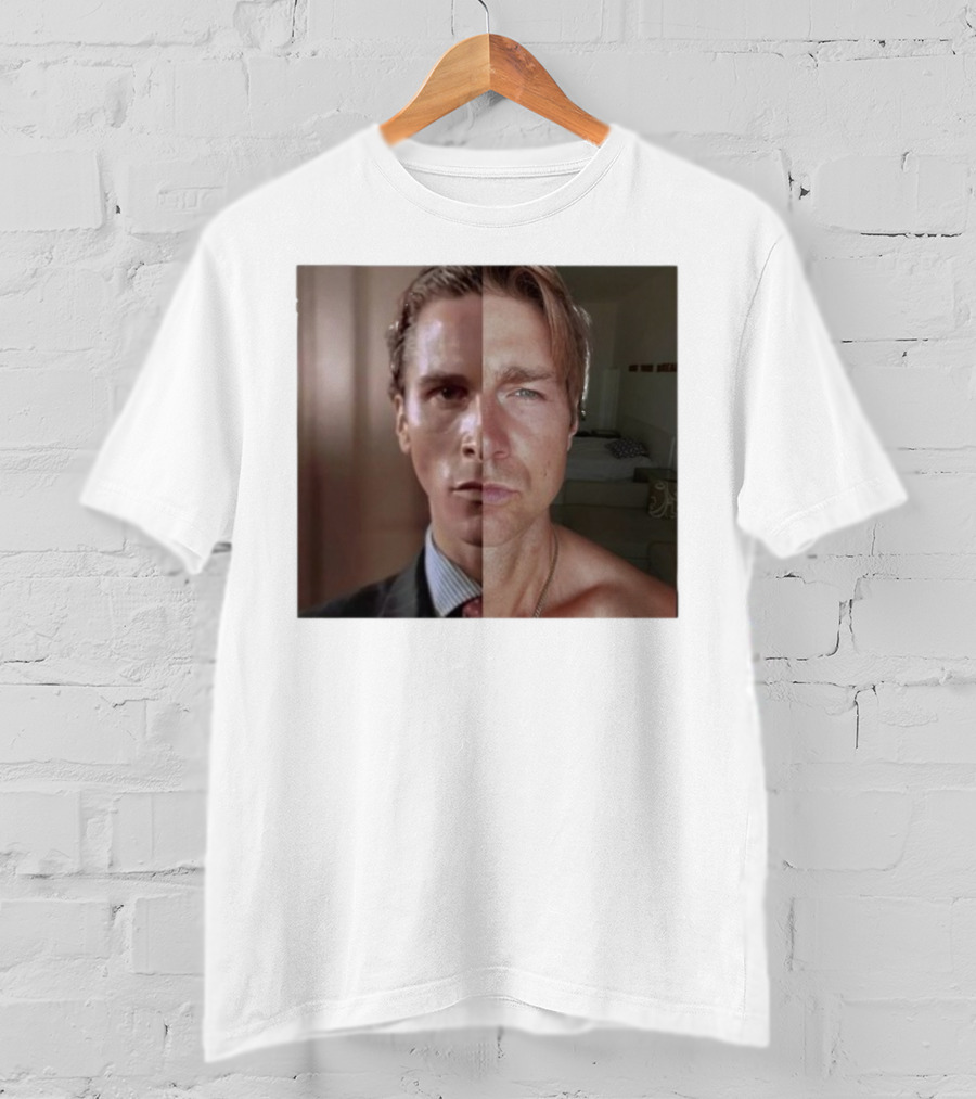 Jeremy Fragrance Compared With Young Christian Bale Face Split Room Background T-Shirt